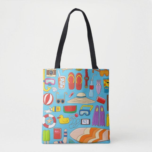 Tote Bag Collection d'objets d'été pour l'été à (Devant)