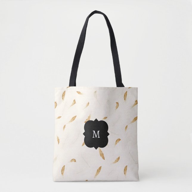 Tote Bag Collection Luxueuse Moderne Boho Feathers (Devant)