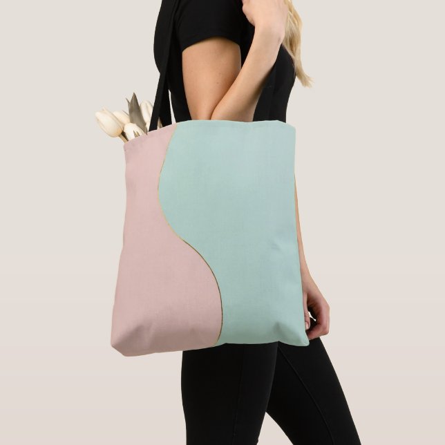 Tote Bag Collection Moderne Abstraite Rose Pâle Menthe (De près)