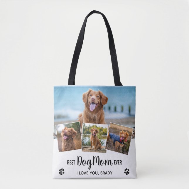 Tote Bag Collection photo moderne White Best Dog Mom (Devant)