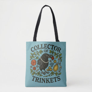Tote Bag Collector of Trinkets Crow Illustration