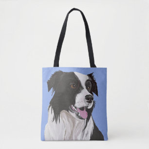 Tote Bag Collie Bordure noire et blanche