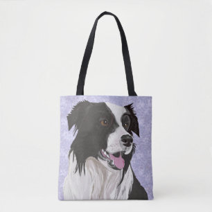 Tote Bag Collie Bordure noire et blanche
