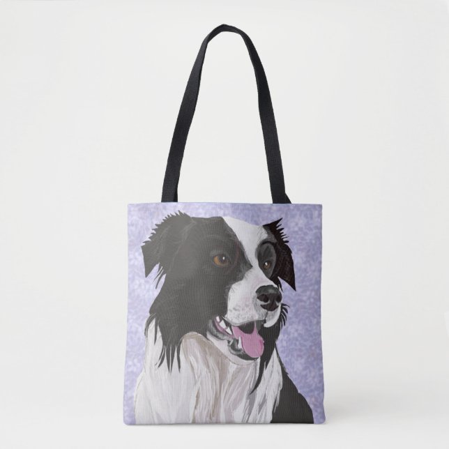 Tote Bag Collie Bordure noire et blanche (Devant)