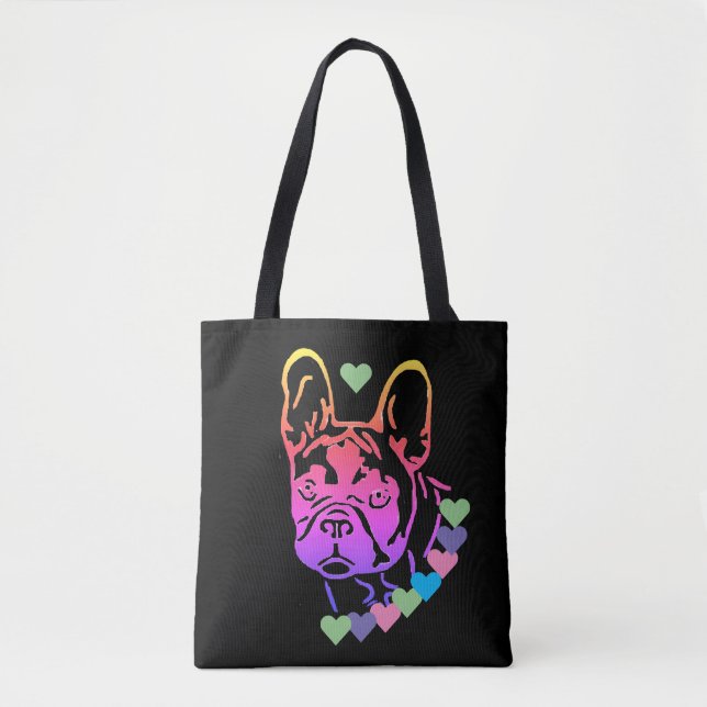 Tote Bag Collier coeur pour Bouledogue Français (Devant)