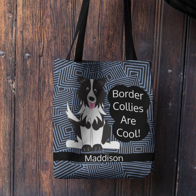 Tote Bag Collies de bordure Cool Abstrait personnalisé (Créateur téléchargé)