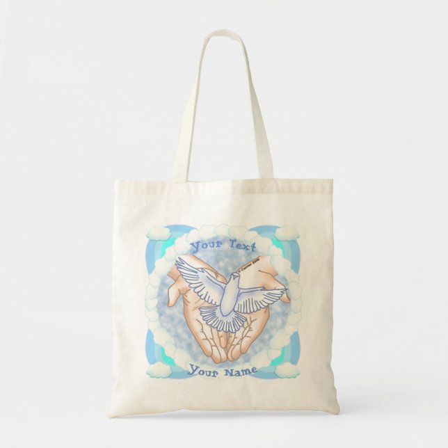 Tote Bag Colombe aux mains chrétiennes (Devant)