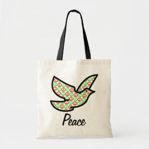Tote Bag Colombe w/Text de signes de paix de vacances