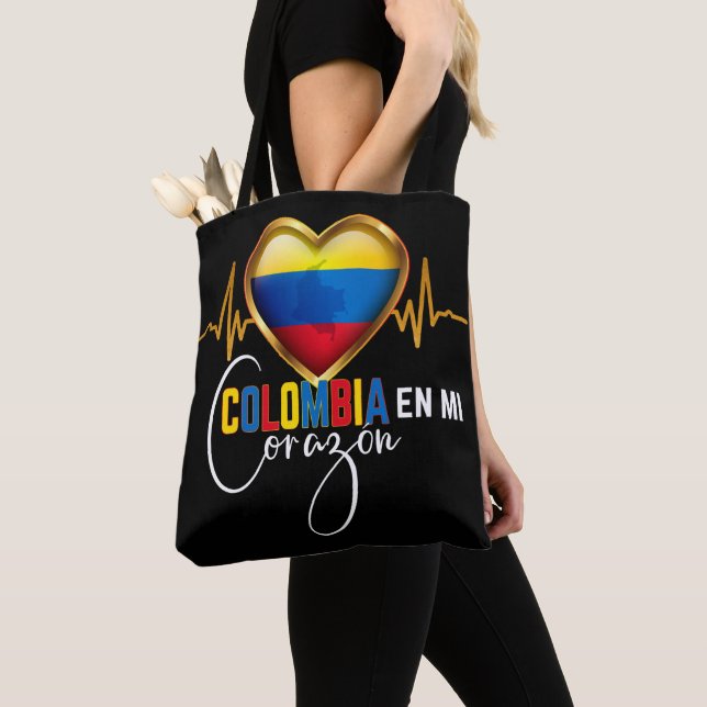 Tote Bag Colombia en mi Corazon Colombian Pride  (De près)