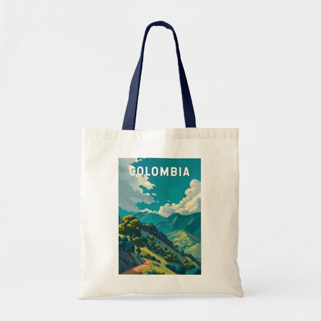 Tote Bag Colombia Illustration Travel Art Vintage (Devant)