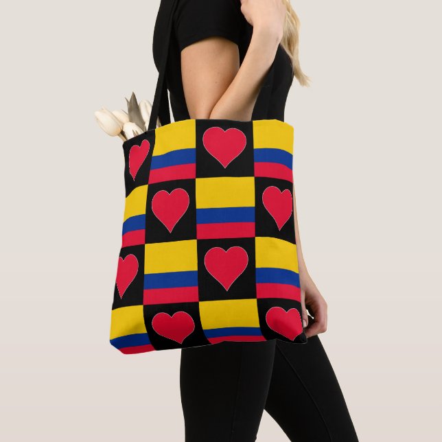 Tote Bag Colombie Drapeau Coeur Motif Patriotique Colombien (De près)