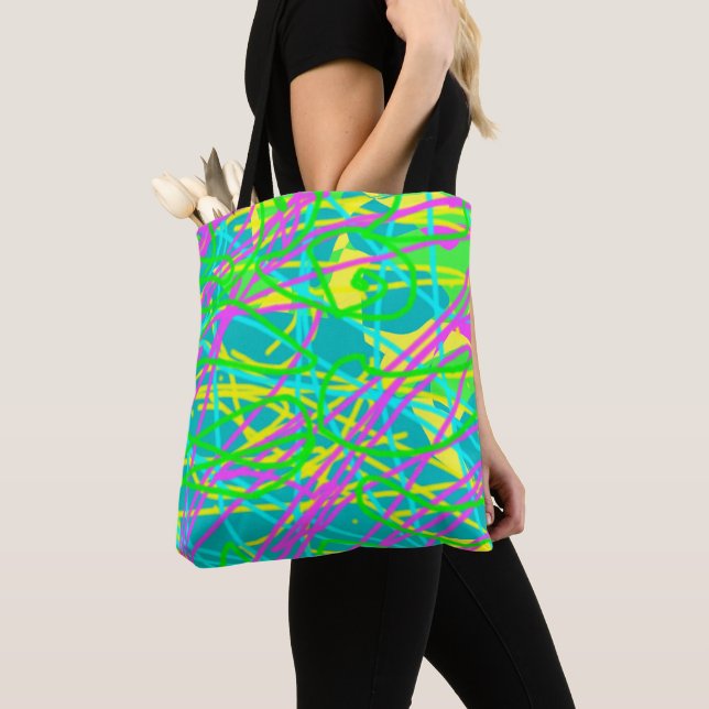 Tote Bag Color My Dreams Scribble Motif Expressive Artsy (De près)