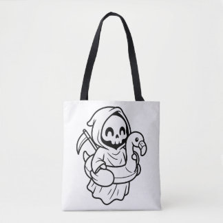 Tote Bag Color Your Own Grim Reaper Flamingo Floatie
