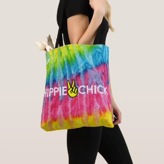 Tote Bag Colorant hippie de cravate de paix de poussin