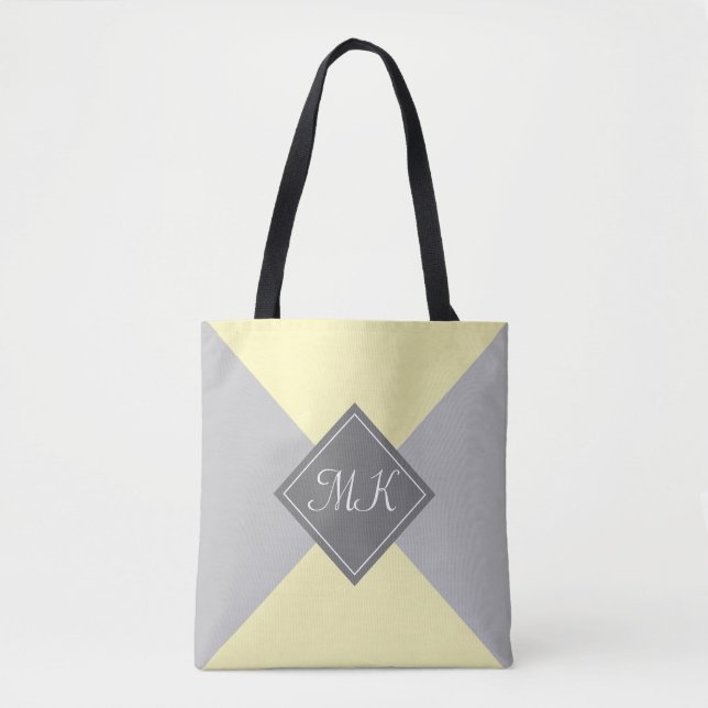 Tote Bag Colorbloc moderne jaune et gris (Devant)