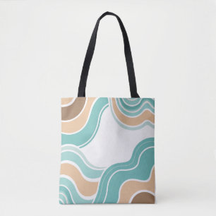 Tote Bag Coloré abstrait ondulé bleu orange marron