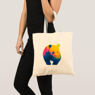Tote Bag Coloré Abstrait Spray Peinture Panda Silhouette