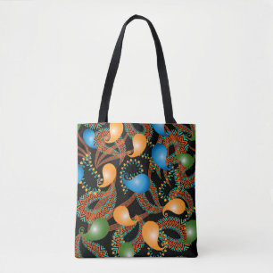Tote Bag Coloré floral ethnique 3d Paisley sans couture mot