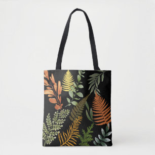Tote Bag Coloré Foliage botanique de fougères foncées Flora