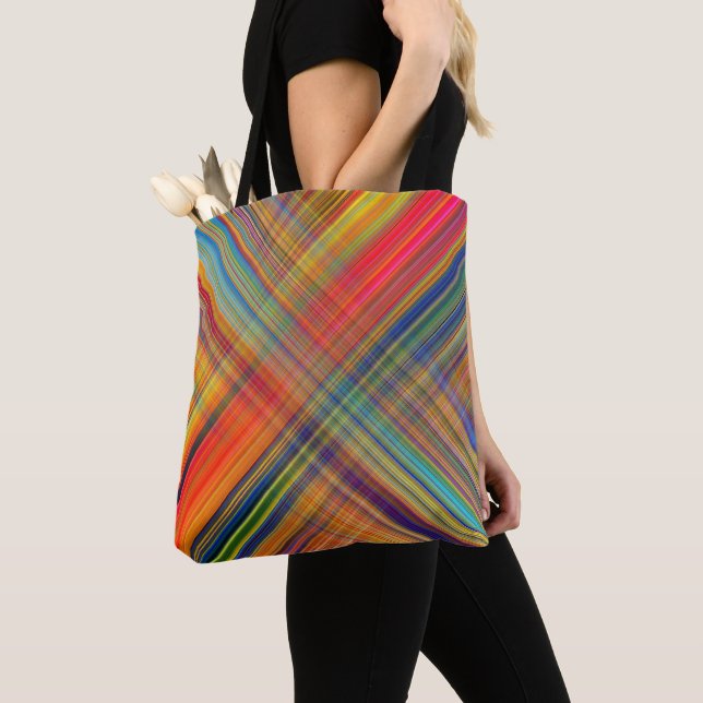 Tote Bag Coloré Kriss Kross Motif Plaid (De près)