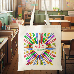 Tote Bag Coloré merci professeur grand coeur crayon