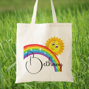 Tote Bag Coloré moderne arc-en-ciel mignon Sun Girls Enfant