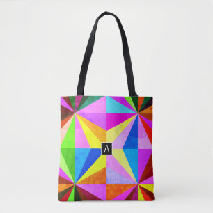 Tote Bag Coloré Moderne Multi-Coloré Géométrique   Monogram