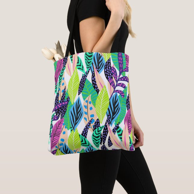 Tote Bag Coloré moderne Tropical Botanique (De près)