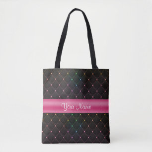 Tote Bag Coloré noir rose piqué chic personnalisé