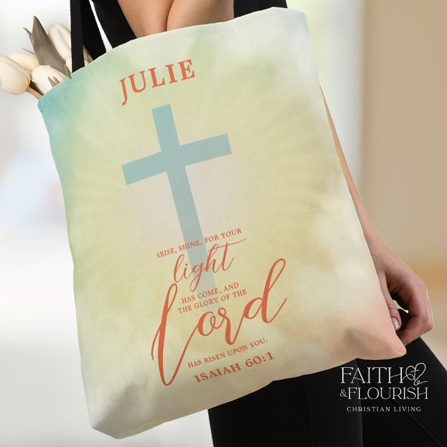 Tote Bag Coloré Ombre Cross Bible Verse Personnalisé (Créateur téléchargé)
