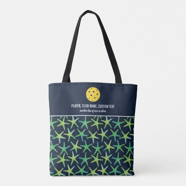 Tote Bag Coloré Starfish Motif Custom Pickleball Paddle (Dos)