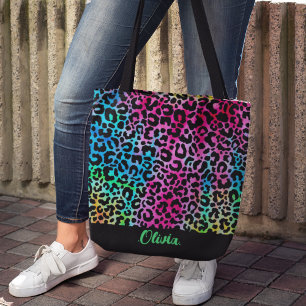 Tote Bag Coloré Stylish Léopard Texture Neon Feminine