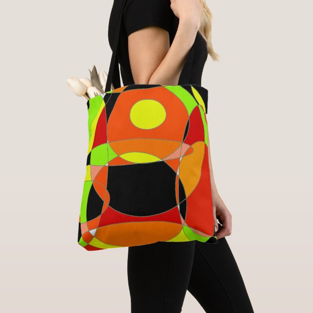 Tote Bag coloré vert orange (De près)