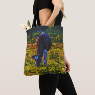 Tote Bag Colorée Cow Texas Art Farm Fourre-tout