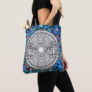 Tote Bag Colorez votre propre champignon Mandala Craft Flor