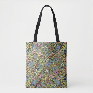 Tote Bag Colorful Abstract Wildflower Garden