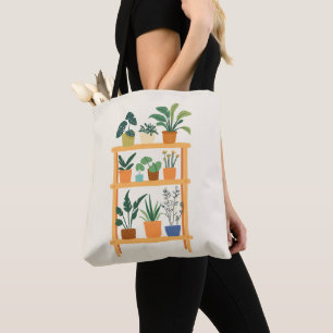 Tote Bag Colorful Charming house Plante rack Illustration