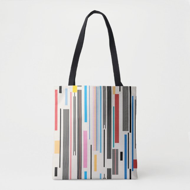 Tote Bag colorful graphic pattern of various stripes  (Devant)