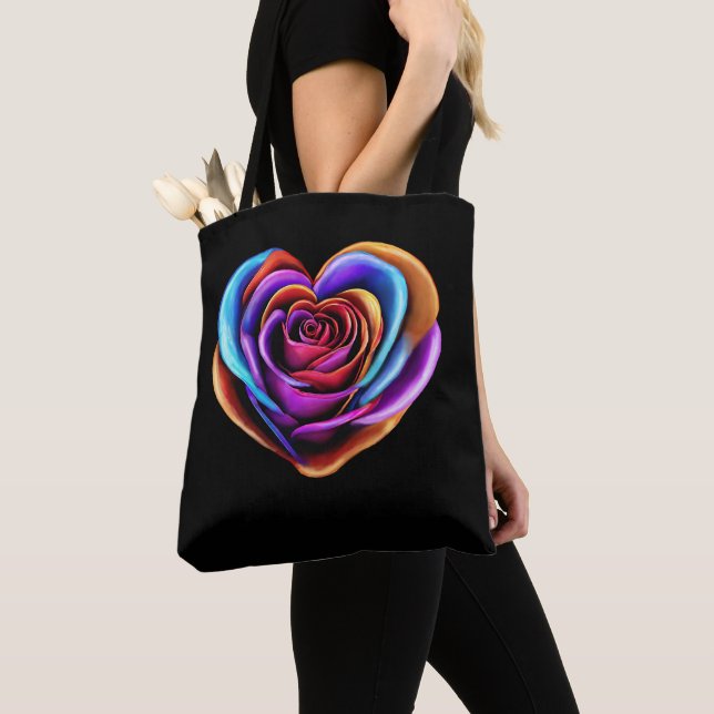 Tote Bag Colorful Heart Formé Rose-Saint-Valentin (De près)