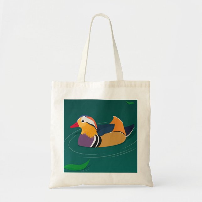 Tote Bag Colorful Mandarin Duck Modern Digital Art (Devant)