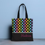 Tote Bag Colorful Modern Abstrait Rainbow Motif Nom<br><div class="desc">Ce design moderne présente un motif abstrait arc-en-ciel coloré avec votre nom ci-dessous. Personnalisez en modifiant le texte dans la zone de texte fournie. #fourre-tout #totes #sacs #sacs à main #sacs à épaulettes #accessoires #cadeaux #giftsforher #cadeaux personnalisés #fêtes #colorées #coutume #motif #fun #fun #tendance #feminine #girly #personalisé #name</div>