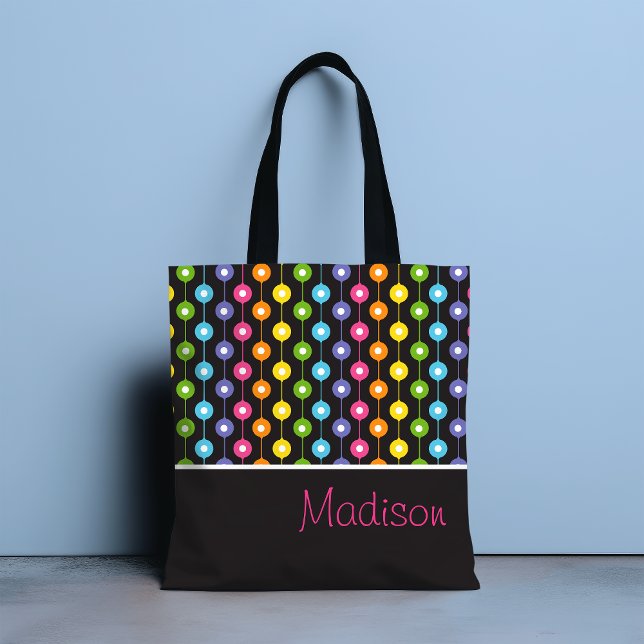 Tote Bag Colorful Modern Abstrait Rainbow Motif Nom (Créateur téléchargé)
