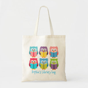 Tote Bag Colorful owls reading kid's library Tote
