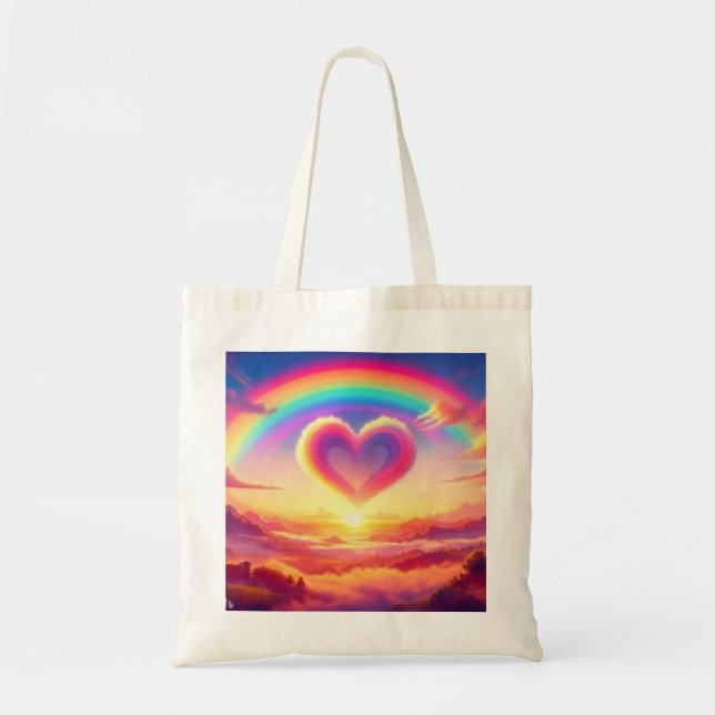 Tote Bag Colorful Rainbow & Heart (Devant)