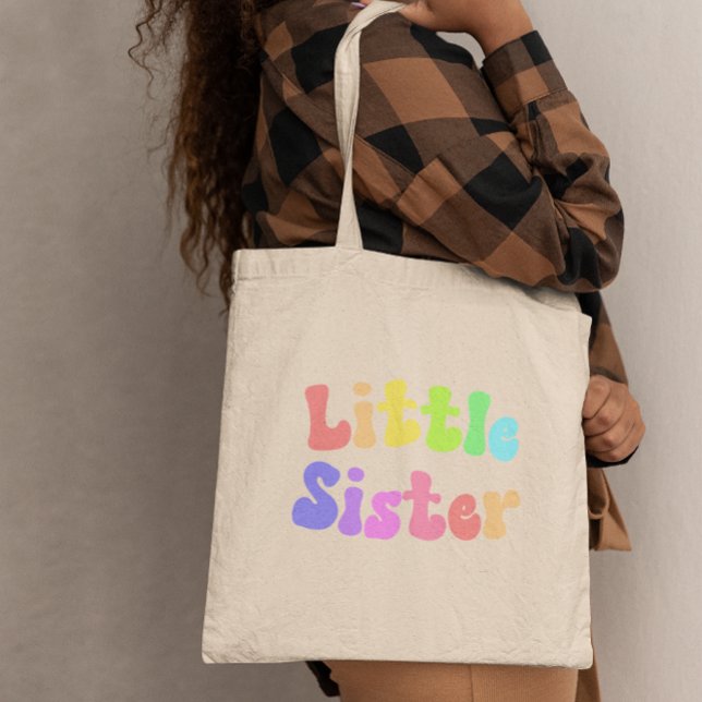 Tote Bag Colorful Retro Font Little Sister (Créateur téléchargé)