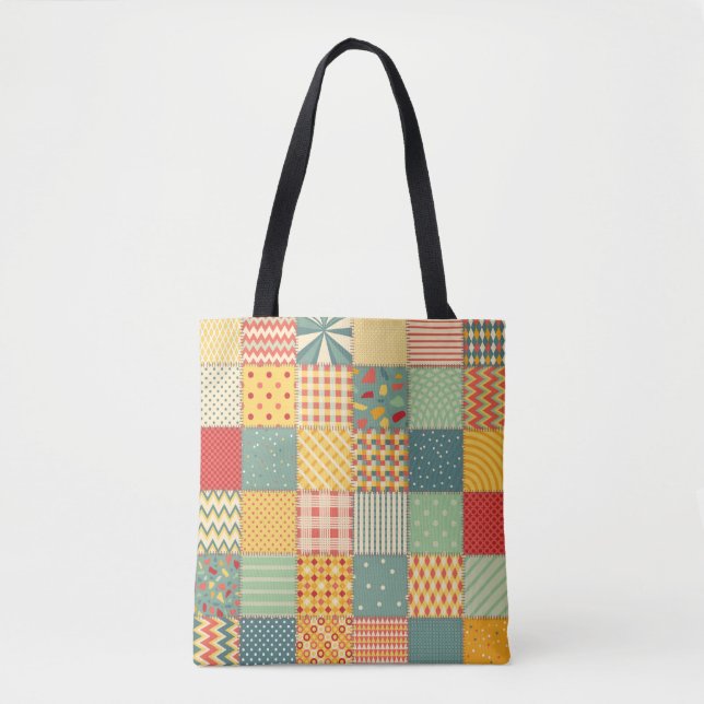 Tote Bag Colorful seamless patchwork pattern with abstract  (Devant)