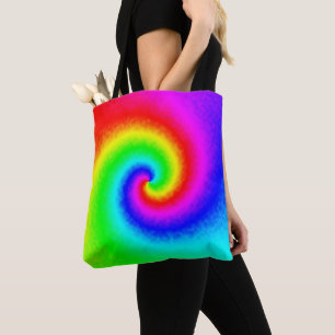 Tote Bag Colorful Tie Dye Rainbow Swirl Hippie Boho Chic