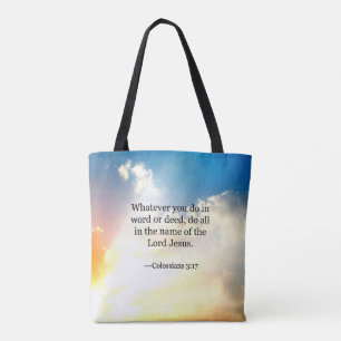 Tote Bag Colossien 3:17, Écriture biblique chrétienne