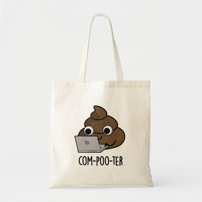 Tote Bag Com-poo-ter Funny Computer Poop Pun (Devant)
