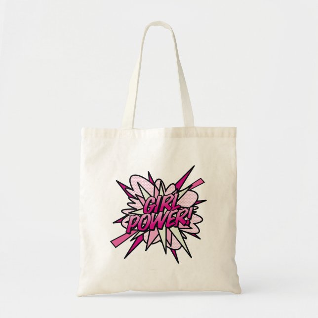 Tote Bag Comic Book Pop Art Rose POUVEZ LES FILLES (Devant)